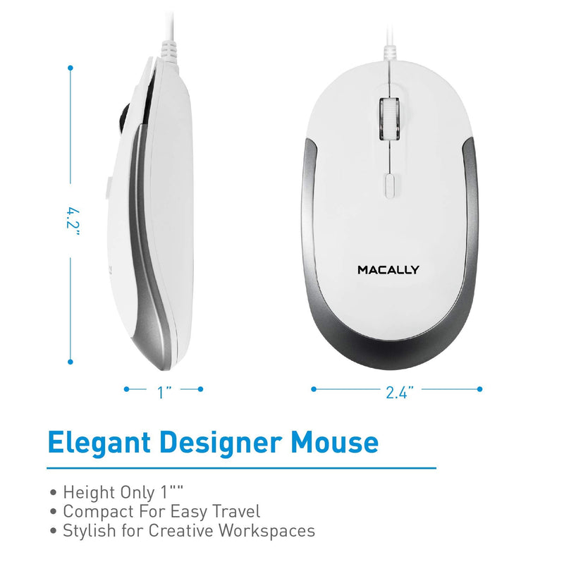 [Australia - AusPower] - Macally Mini Wired Keyboard and a Quiet Wired Mouse, Office Essentials 