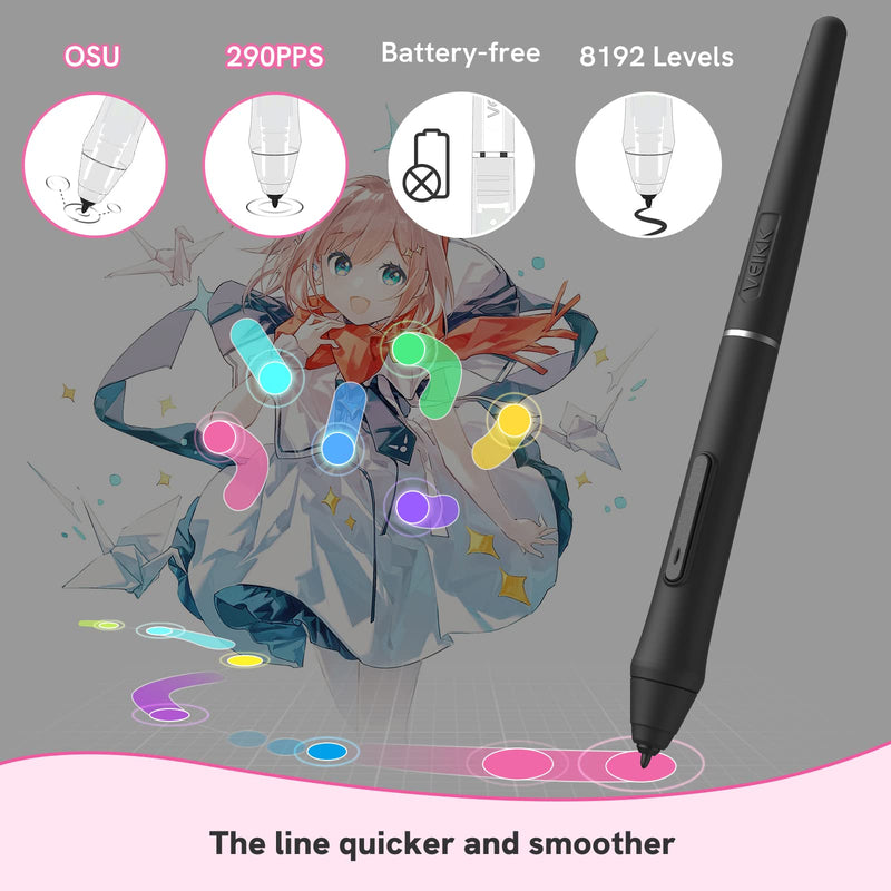 [Australia - AusPower] - VEIKK Drawing Tablet OSU Tablet, Computer Graphics Tablets Art Tablet Portable VK430 4x3 inch, with 4 Shortcut Keys 8192 Levels Battery-Free Stylus Pen, Compatible with Mac/Window/Android Phone/Chrome 