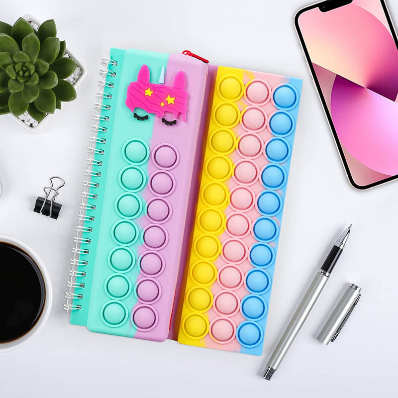 [Australia - AusPower] - Art Pop it - Unicorn Spiral Notebook Pop it for Girls with Bubble Fidget Pencil Case 2 in1 Sensory Toy Set, Popper Simple Stationery , Poppet Gift Toy for Kids , Children Stress Release Bound Notepad 