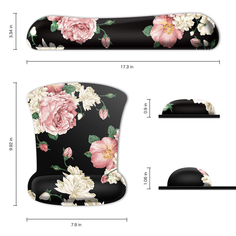 [Australia - AusPower] - Fintie Mouse Pad with Wrist Support and Keyboard Wrist Rest - Durable Memory Foam Ergonomic Design [Pain Relief] Non-Slip Rubber Base Mouse Pad for Gaming, Computer, Office, Laptop (Flower Festival) Flower Festival 