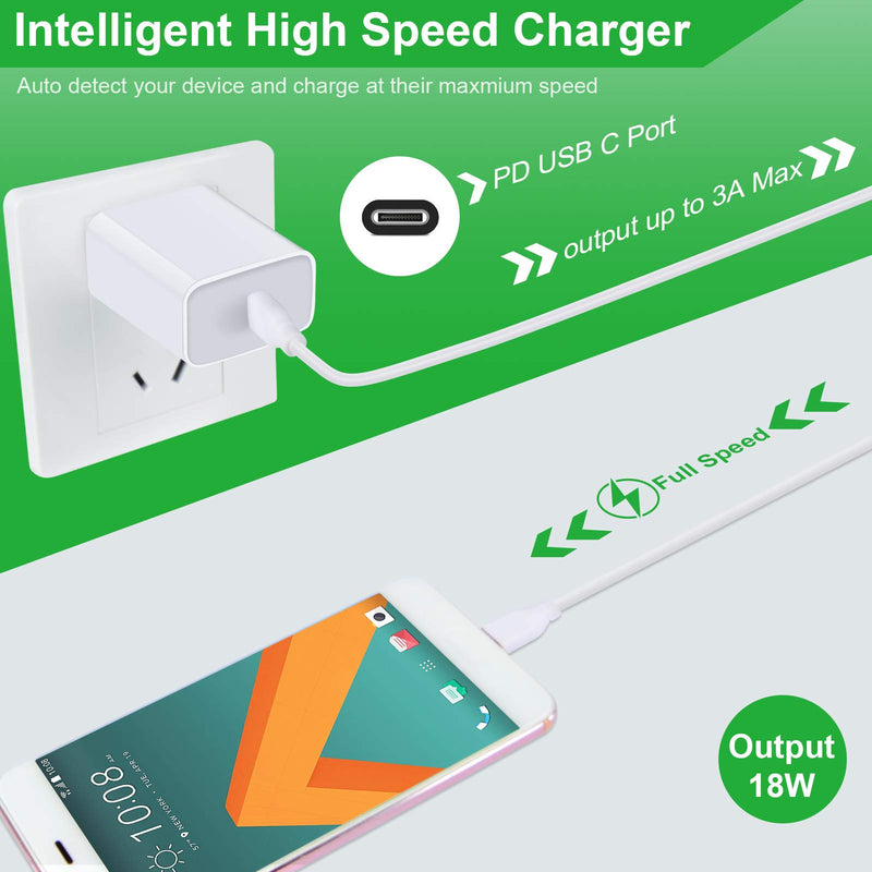 [Australia - AusPower] - 20W USB C Charger Pixel 6 Fast Charger for Google Pixel 6 Pro 6 5a 5 4 XL 4a 3a XL 3XL 2,Samsung S22 S21 S20 Z Flip 3 A12 A13 A02S A03S A32, 3A PD Power Adapter Block Wall Plug+6FT Type C to C Cable White 