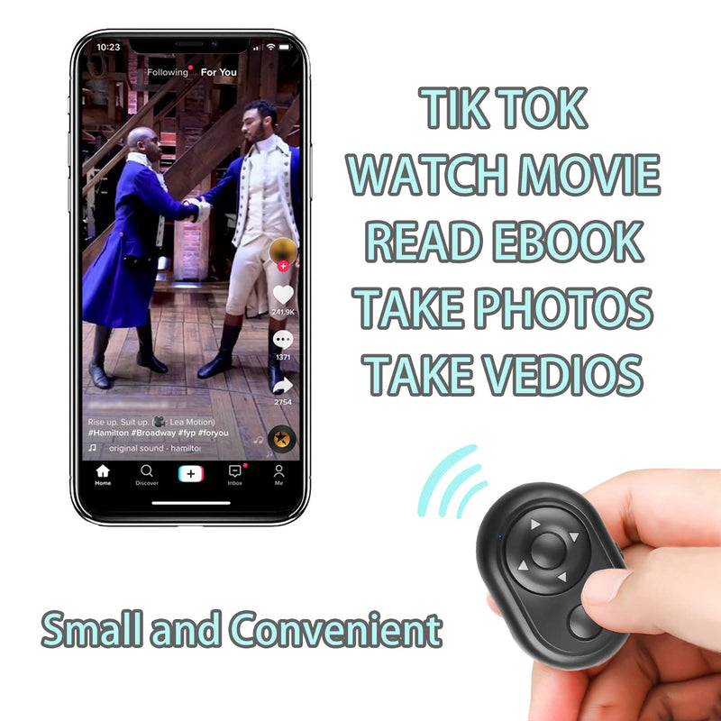 [Australia - AusPower] - Bomilado BT Wireless Remote for iPhone Camera & TikTok Remote, Camera Shutter Remote Control for Android-Can Use to Scroll Videos for TikTok and Page Turner-Compatible with Tablets 