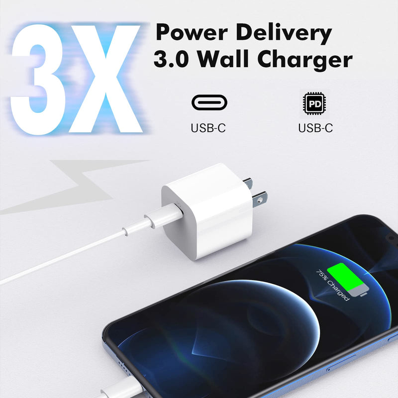 [Australia - AusPower] - iPhone 12 13 14 Charger Fast Block [Apple MFi Certified] USB C Charger 2Pack Type C Adapter Plug Wall Charging for iPhone14 Pro Max/14 Pro/13 Pro Max/12 ProMax/11ProMax/11/SE2/XR,XSMAX/iPad Pro(White) 2 Pack block 