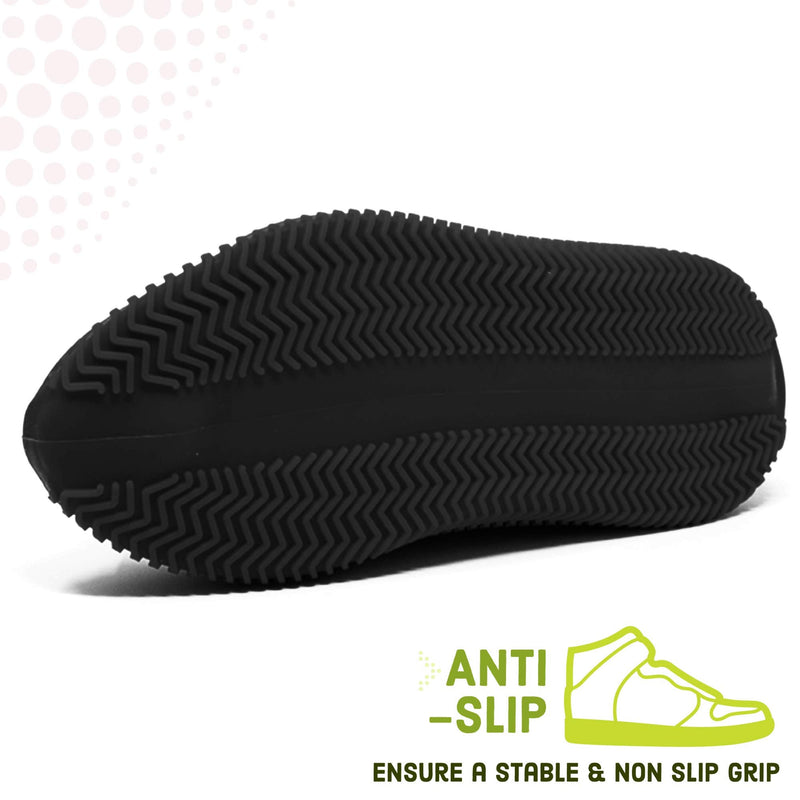 [Australia - AusPower] - BAYI - Shoe Cover Waterproof Anti Slip Sneaker Silicone Rain Shoes Boot Multi Use Medium Black 