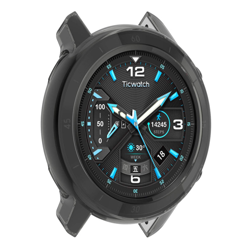 [Australia - AusPower] - AWADUO for TicWatch GTX TPU Transparent Protective Case Cover, Smartwatch Protective Case Cover Shell for TicWatch GTX, Soft and Durable (TPU Black) TPU Black 