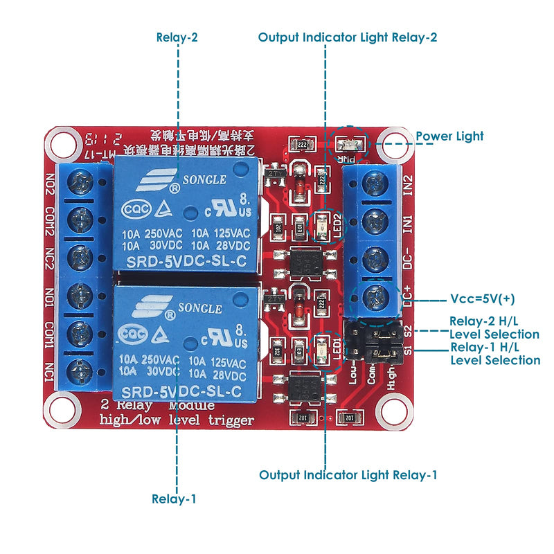 [Australia - AusPower] - AEDIKO 4pcs DC 5V Relay Module 2 Channel Relay Board with Optocoupler Support High or Low Level Trigger 2 Channel - 5V 