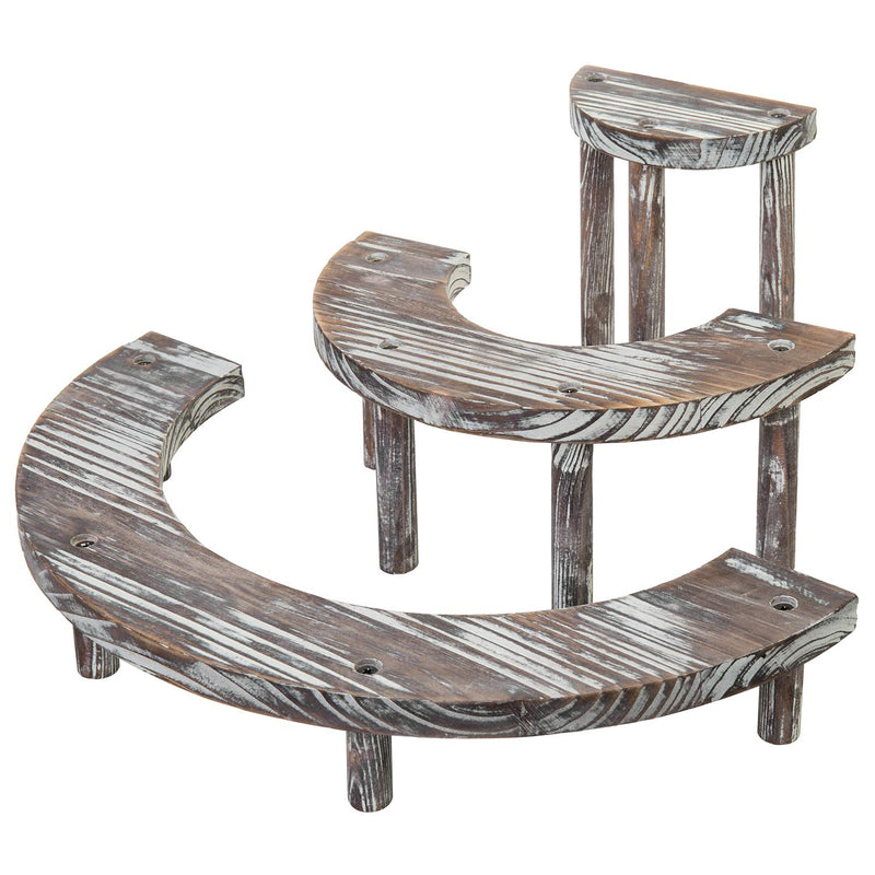 [Australia - AusPower] - MyGift 3 Tier Rustic Torched Wood Semicircle Cupcake Stand Display Risers 