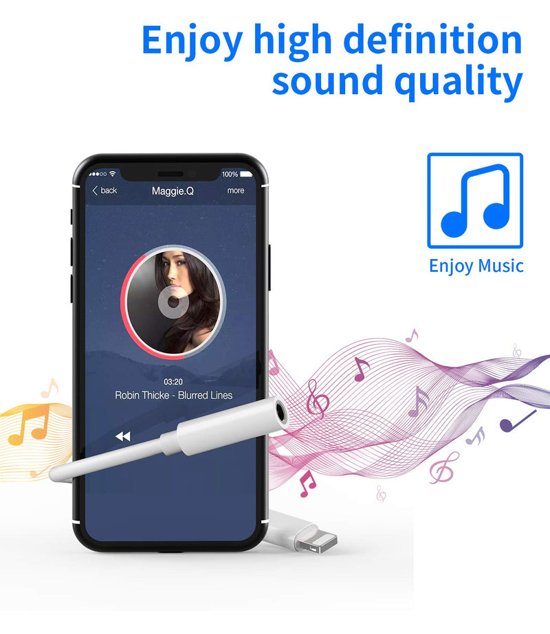 [Australia - AusPower] - 2Pack,Headphone Adapter Dongle to 3.5 mm Jack Earphone Audio Aux Connector for iPhone 12/11/XS/X/8/7/pro/xr/SE/MAX/PLUS Support All iOS Lightning Compatible with iPad Car Music Accessories Headset 
