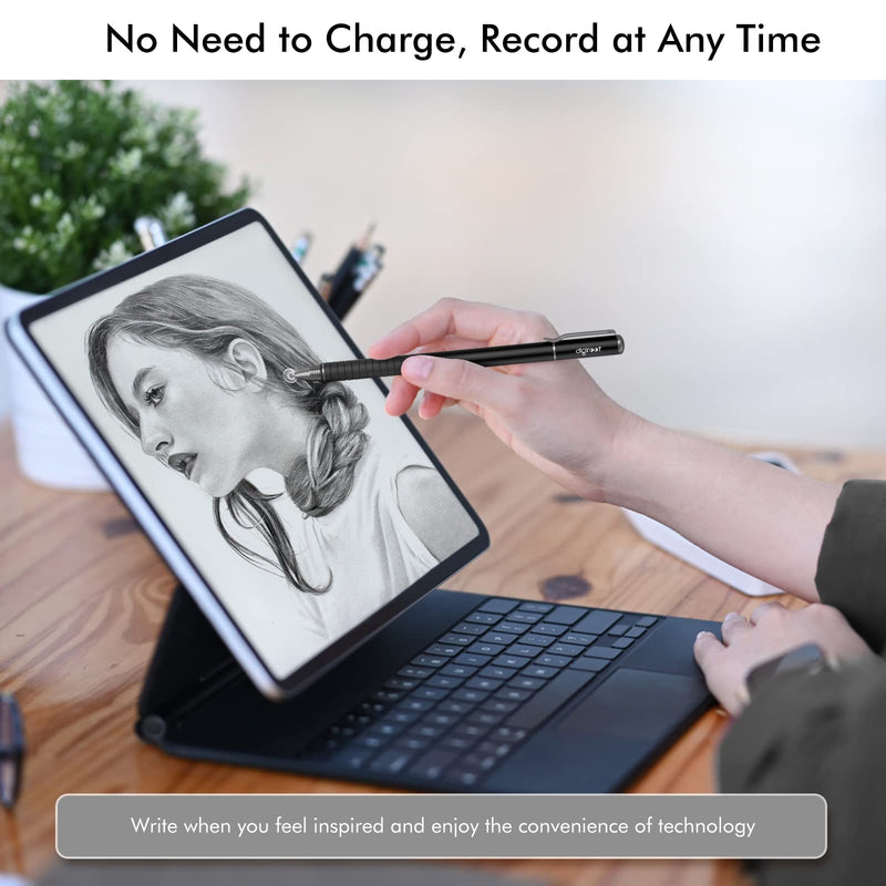 [Australia - AusPower] - digiroot Universal Stylus,[2-in-1] Disc Stylus Pen Touch Screen Pens for All Touch Screens Cell phones, iPad, Tablets, Laptops with 9 Replacement Tips(6 Discs, 3 Fiber Tips Included) - (Black) Black 