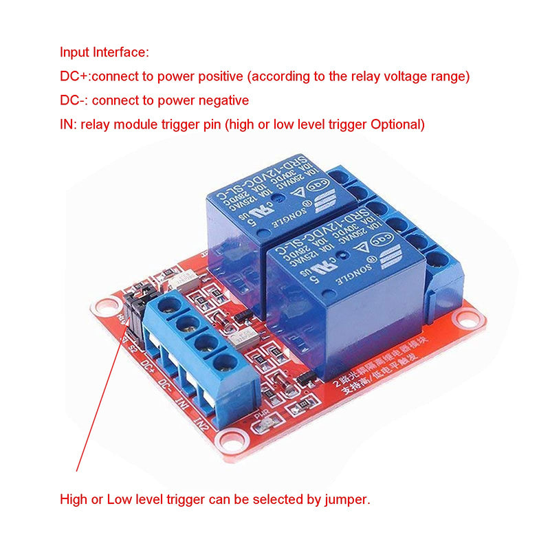 [Australia - AusPower] - Sipytoph DC 2 Channel Relay Module 12V with Optocoupler High or Low Level Trigger Expansion Board for Arduino (12V) 