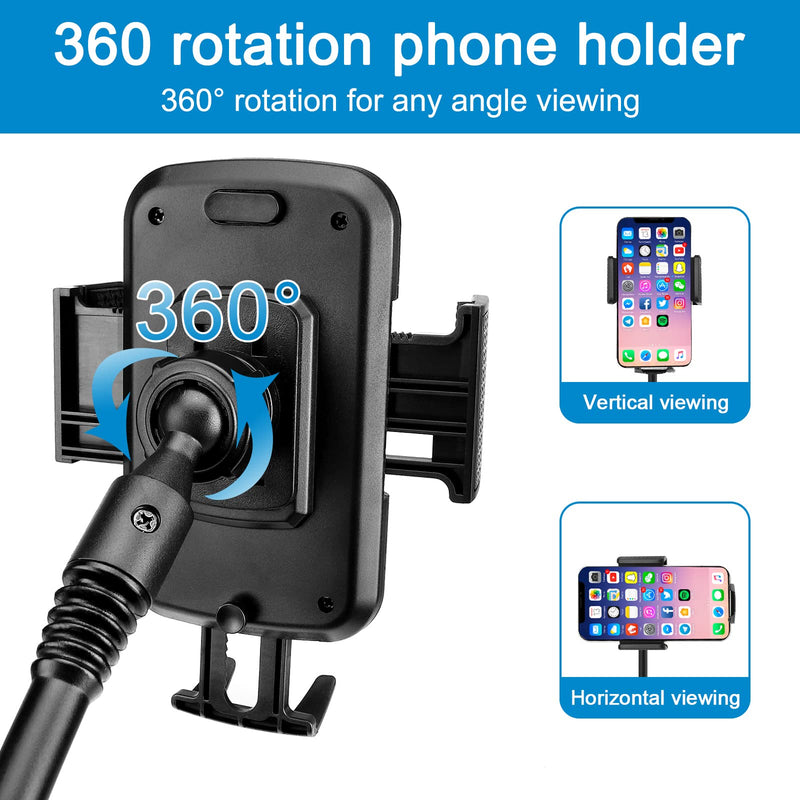 [Australia - AusPower] - Accmor 2 in 1 Car Cup Holder & Air Vent Phone Mount,Cup Holder Phone Holder for Car, 360° Universal Rotatable Phone Holder Cradle with A Long Flexible Neck for Car Compatible with iPhone, Samsung, LG 