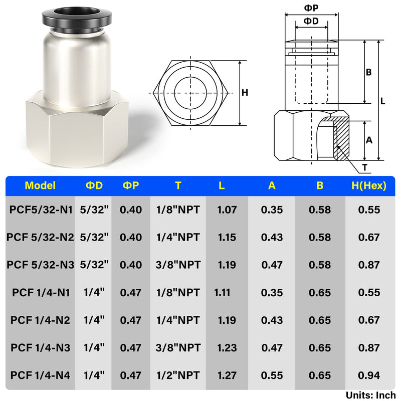 [Australia - AusPower] - TAILONZ PNEUMATIC Female Straight 1/4 Inch Tube OD x 3/8 Inch NPT Thread Push to Connect Fittings PCF-1/4-N3(Pack of 2) 1/4"OD-3/8"NPT 
