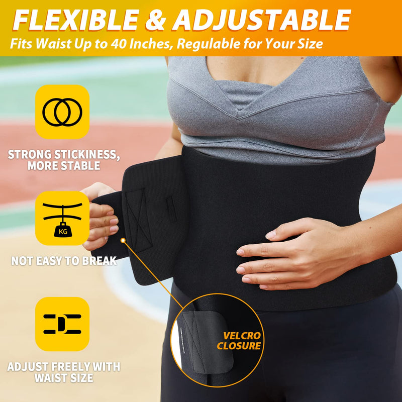 [Australia - AusPower] - Ohuhu Waist Trimmer, Adjustable Neoprene Ab Trainer Belt for Back Support, Sweat Wrap, Sweat Enhancer, Weight Loss, Fits Up to 40 Inches, for Men & Women 