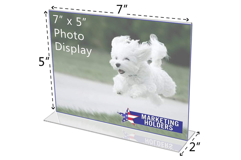 [Australia - AusPower] - FixtureDisplays® 1PK 7 x 5" Clear Acrylic Sign Holder for Tabletops, Horizontal Table Tent Frame Photo Sign Menu, Bottom Insert 11193-2-7X5-FBA Peel Off Protective Film (White) Before use. 7X5" 