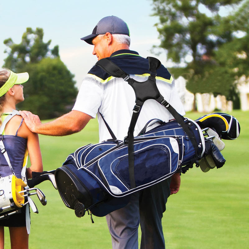 [Australia - AusPower] - BIG TEETH Golf Bag Strap Replacement Comfort Double Shoulder Adjustable Strap Padded Golf Carrying Bag Strap All Black 