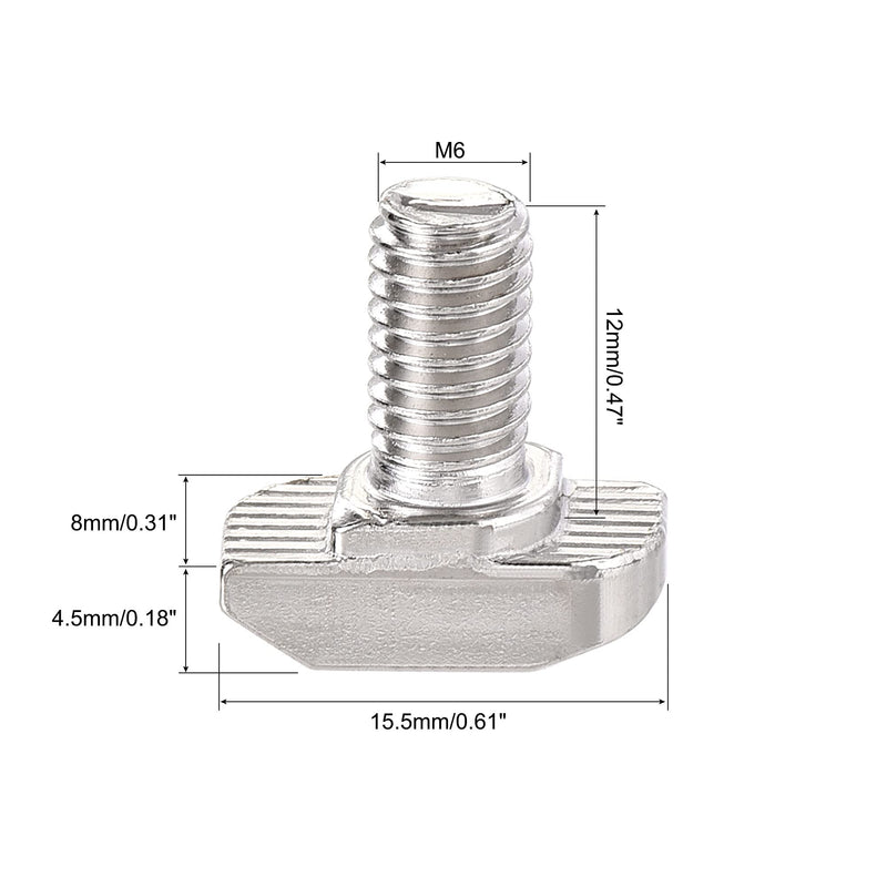 [Australia - AusPower] - uxcell M6x12mm T-Slot Drop-in Stud Sliding Bolt Screw Carbon Steel for 30 Series Aluminum Profile 10pcs 