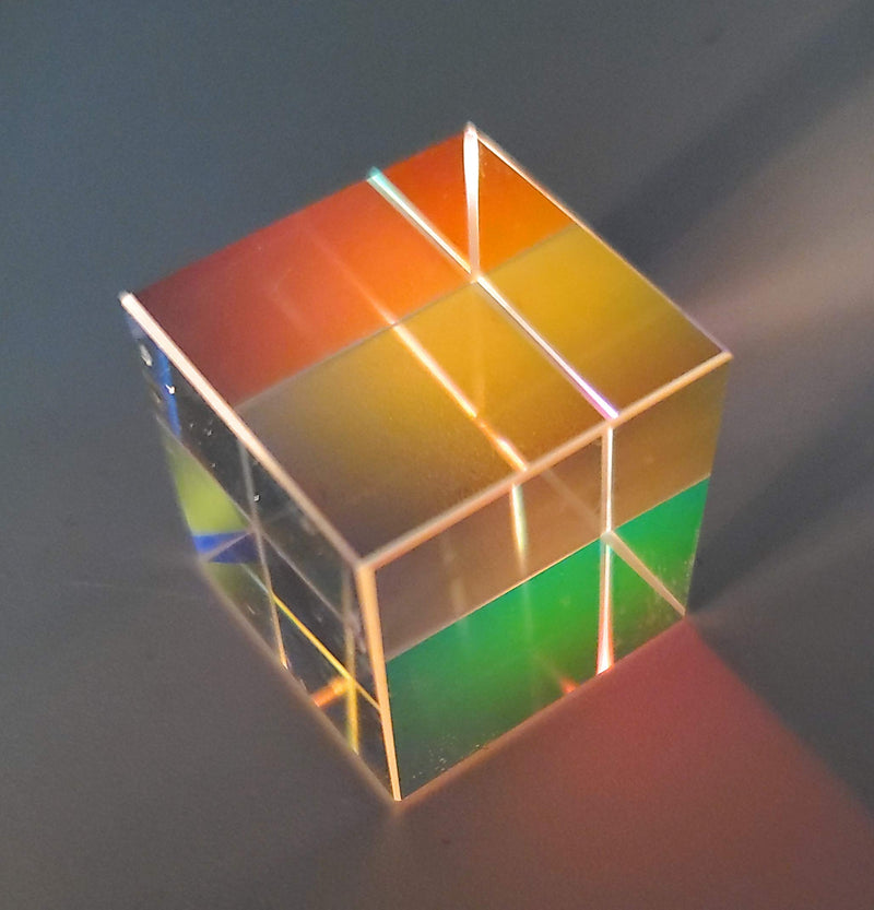 [Australia - AusPower] - Labnique 25 mm Glass Cube Prism, RGB Dispersion Prism, X-Cube, Dichroic Cube, for Teaching of Optics, Photo Effects, and Decoration 