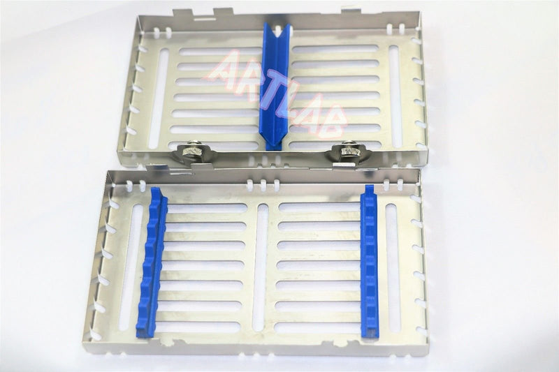 [Australia - AusPower] - Detachable Dental Autoclave Sterilization Cassettes Racks Box for 7 Instruments Blue CYNAMED 