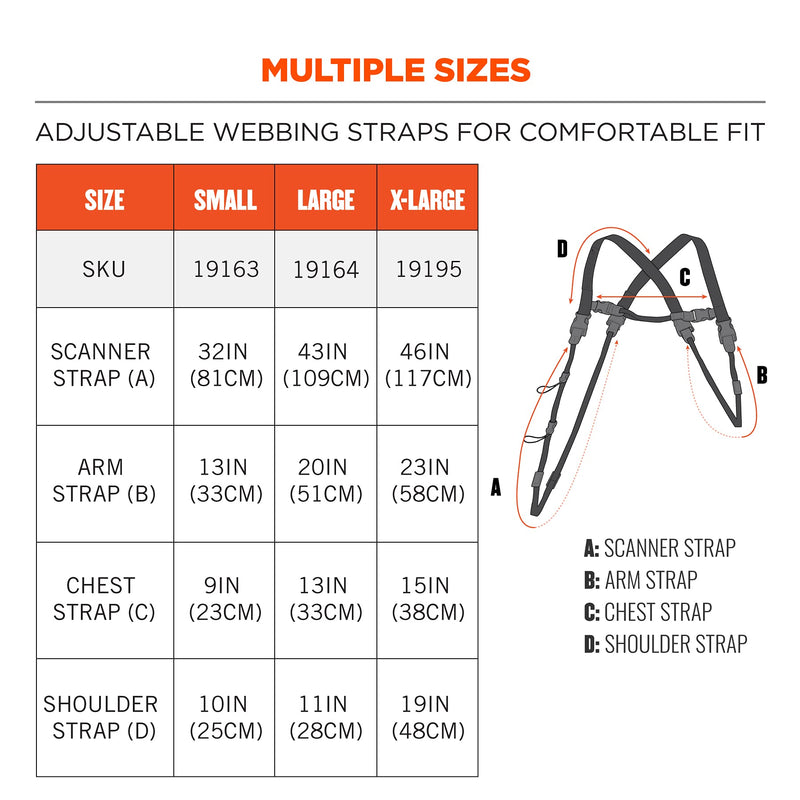 [Australia - AusPower] - Ergodyne Squids 3132 Barcode Scanner Harness, Tethering Lanyard for Bar Code Scanners and Mobile Computers Black Extra Large 