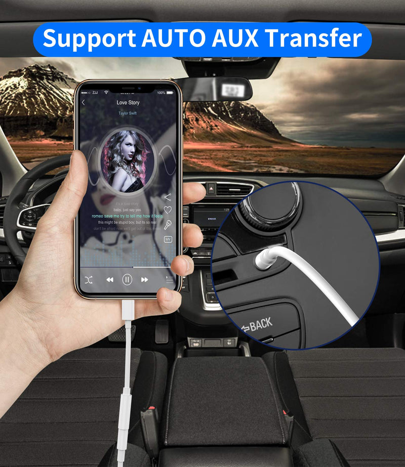 [Australia - AusPower] - 2Pack,Headphone Adapter Dongle to 3.5 mm Jack Earphone Audio Aux Connector for iPhone 12/11/XS/X/8/7/pro/xr/SE/MAX/PLUS Support All iOS Lightning Compatible with iPad Car Music Accessories Headset 