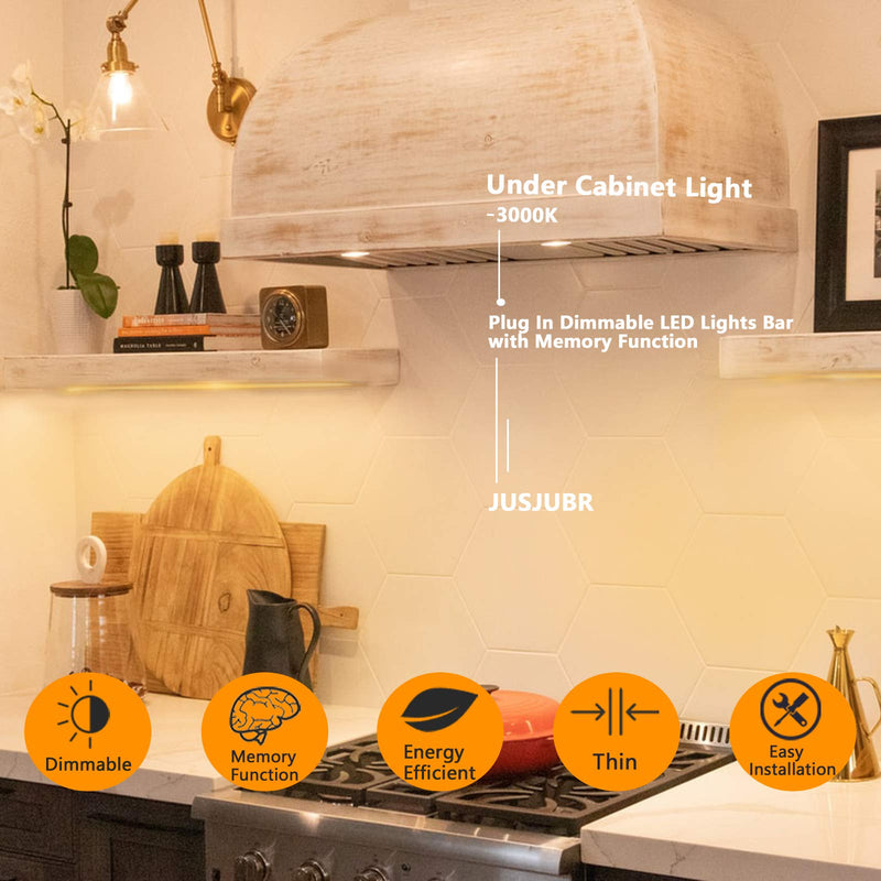 [Australia - AusPower] - Under Cabinet Light, 12Inch LED Closet Light with Memory Function, Warm White 3000K Dimmable Plug in USB LED Light, Slim LED Light Bar for Room 