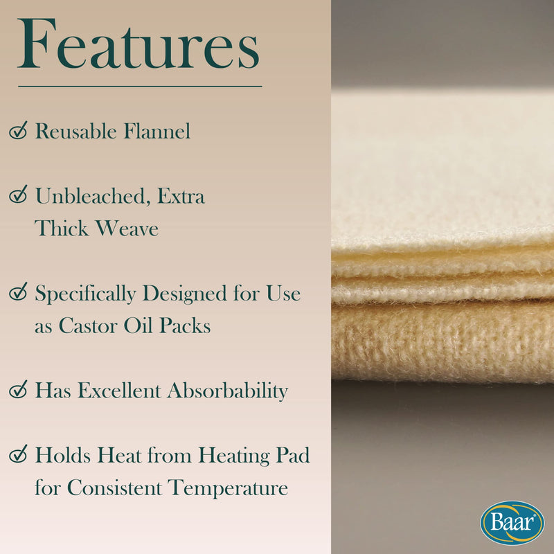 [Australia - AusPower] - Baar Products - Wool Flannel for Castor Oil packs 1 pkt [Health and Beauty] 