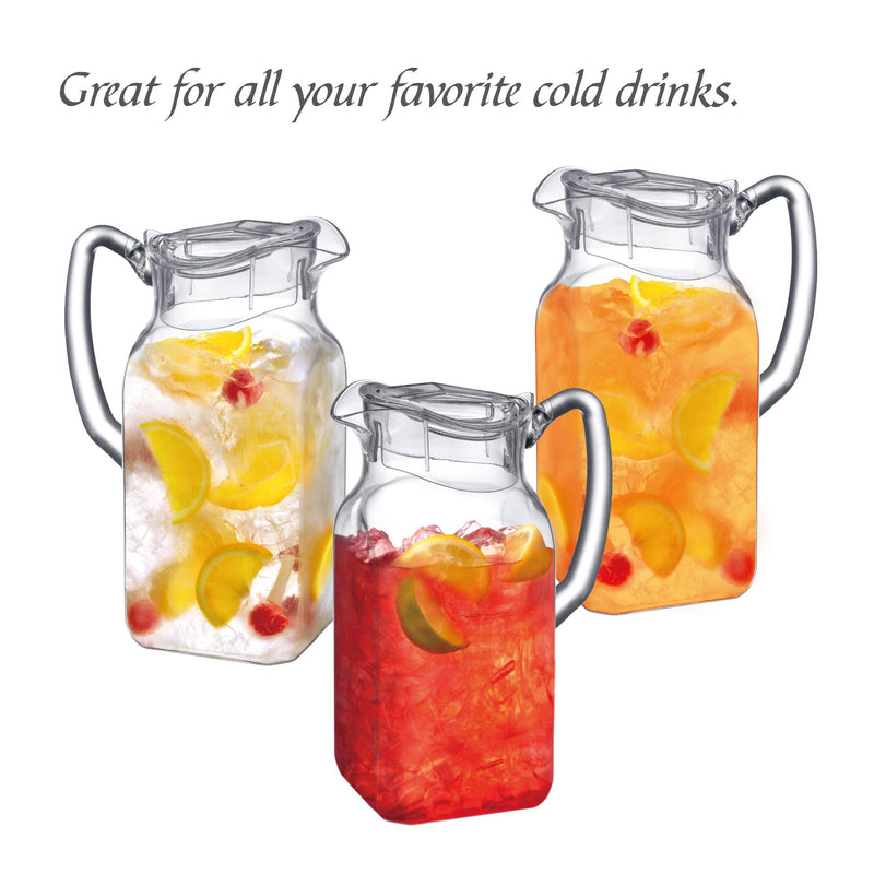 [Australia - AusPower] - Amazing Abby - Quadly - Acrylic Pitcher (64 oz), Clear Plastic Water Pitcher with Lid, BPA-Free and Shatter-Proof, Great for Iced Tea, Sangria, Lemonade, Juice, and More Quadly (64 oz) 