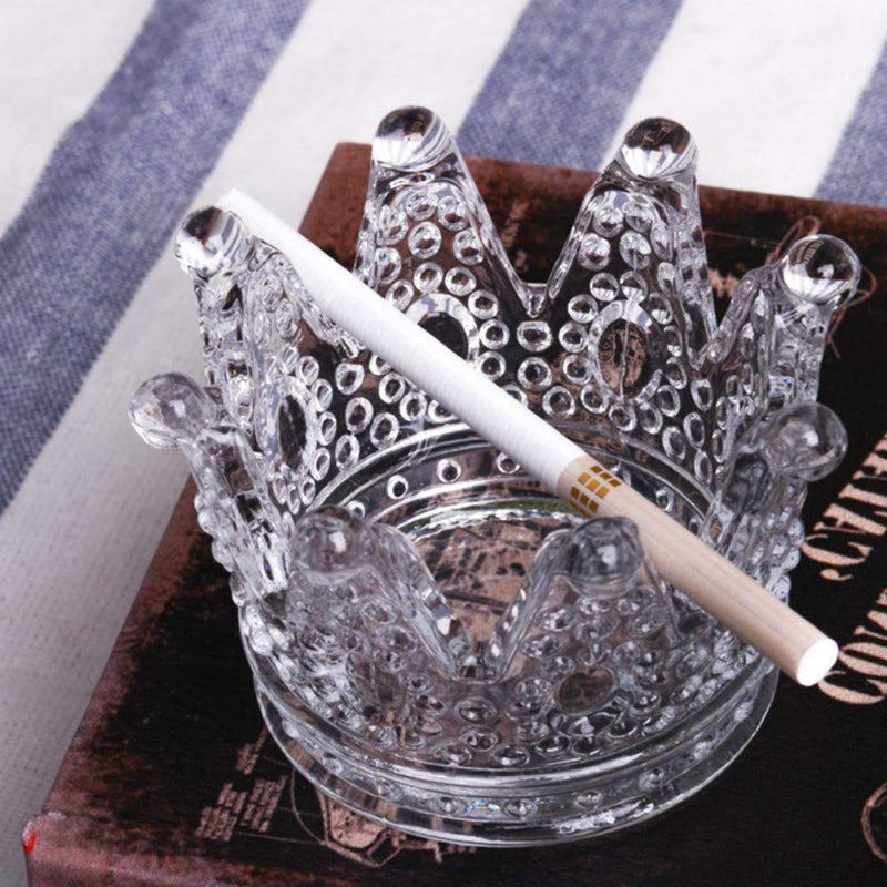[Australia - AusPower] - ZKKD Glass Crown Ashtray,Creative Desktop Smoking Ash Tray Home Office Decoration (Transparent Crystal Glass) 
