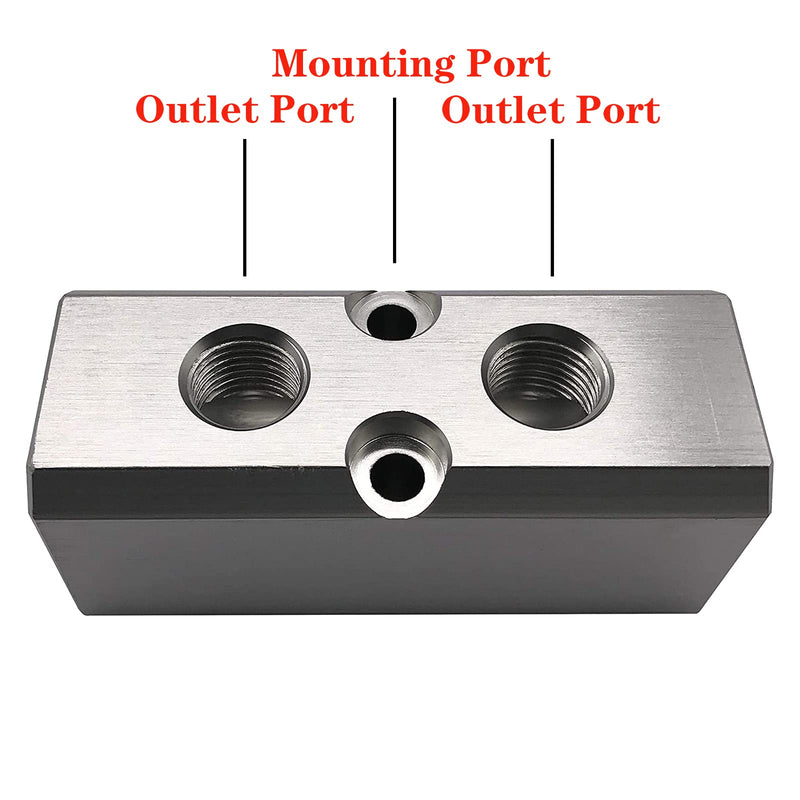 [Australia - AusPower] - Still Awake 2 Way Pneumatic Manifold Air Distribution Block, G1/2 Supply Port, G1/4-Inch Output Port, Aluminum Alloy 2 Way 4 Port 