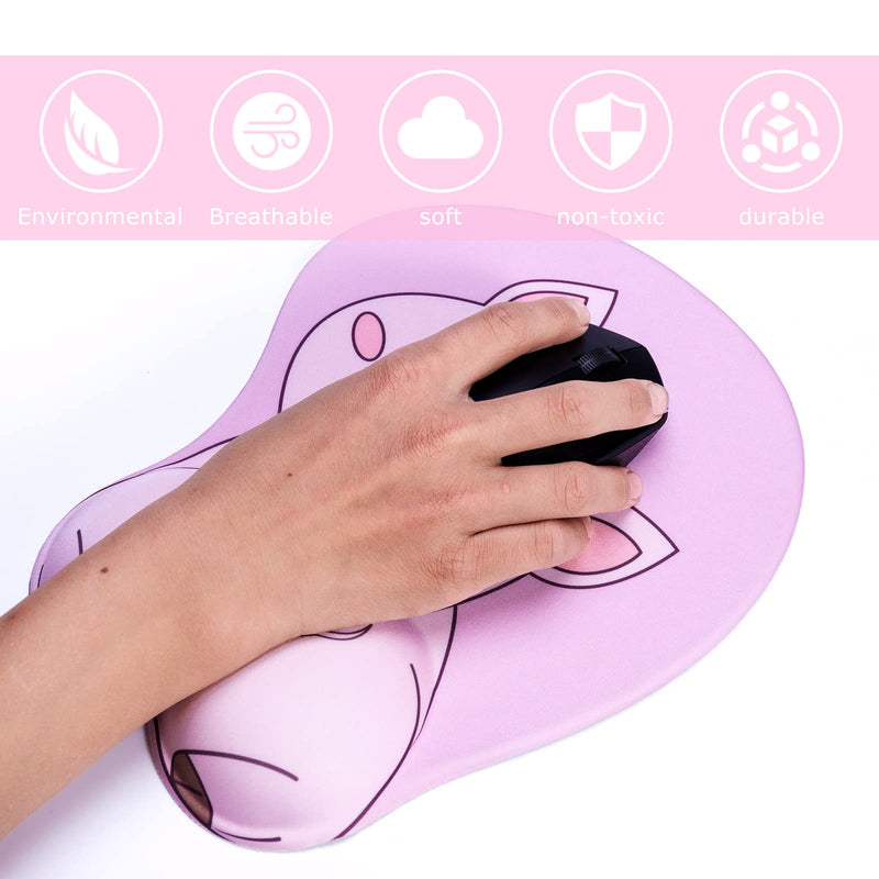 [Australia - AusPower] - Mouse Pad Wrist Support, KAIGOBOX Mouse Pad, Kawaii Pink Mouse Pad with Piggy Pattern, Desktop Computer Laptop Ergonomic Mouse Pad for Wireless Mouse, Mousepad with Wrist Rest for Gaming Home Office 