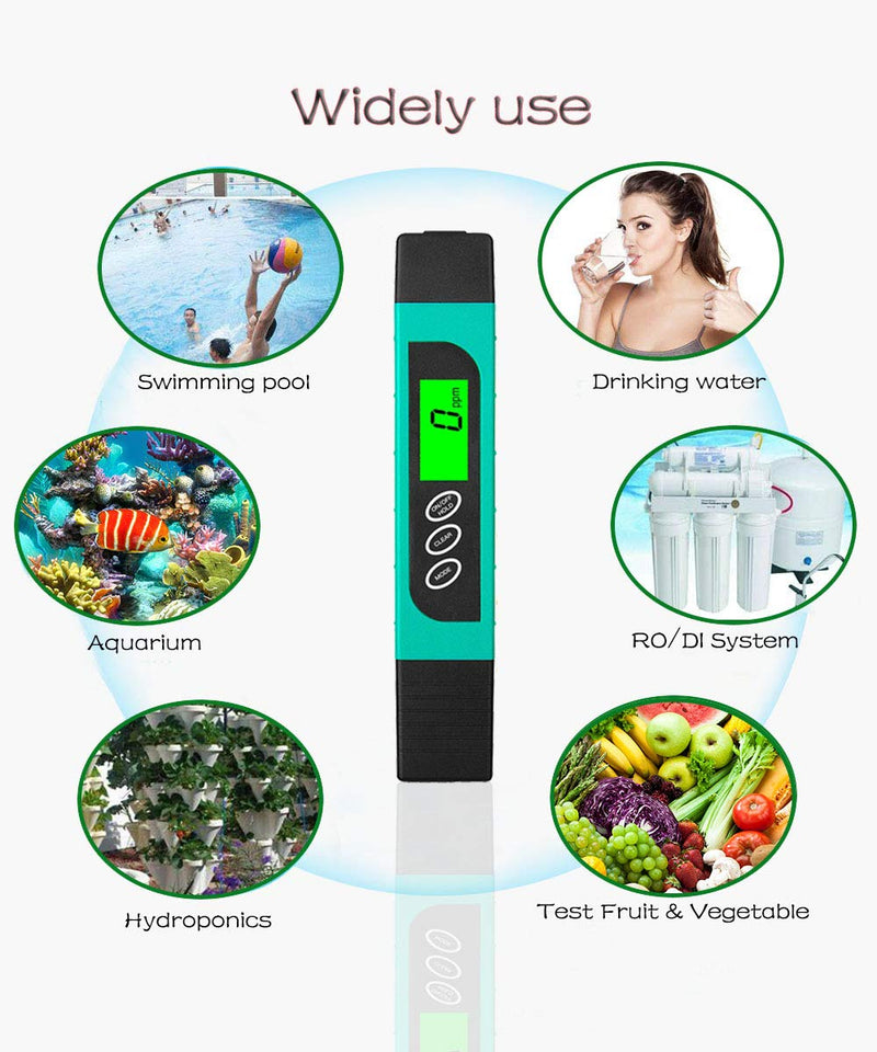 [Australia - AusPower] - 【2021 Upgraded】TDS Meter Water Quality Tester,HASFINE Digital Conductivity Meter 3 in 1 TDS,EC and Temperature Meter, Accuracy Testing Pen 0-9999 PPM Meter for Drinking Water, Aquariums,Pool and More Blue 