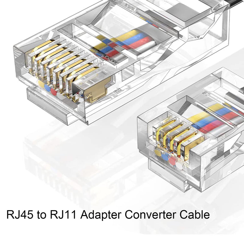 [Australia - AusPower] - Vthahaby Telephone line(3 Pack) RJ45 to RJ11 Adapter Converter Cable 6ft RJ45 8P4C Male to RJ11 6P4C Male - white/5inch 