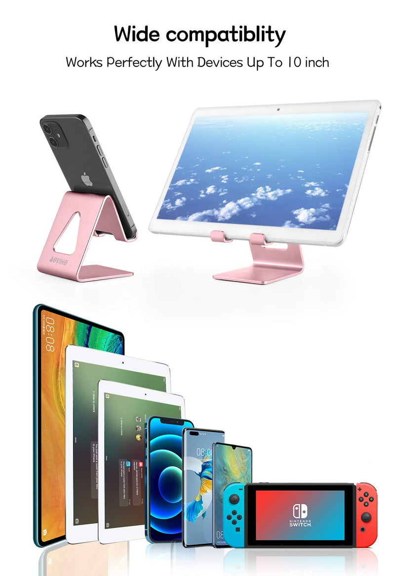 [Australia - AusPower] - Aluminum Cell Phone Stand - Aoviho Phone Holder for Desk - Desktop Phone Cradle Dock for iPhone 12 pro 13 11 X Xs max 8 7 6 6s Plus SE 5 Samsung Huawei iPad Mini Tablet, All Smart Phones (Rose Gold) Rose Gold 