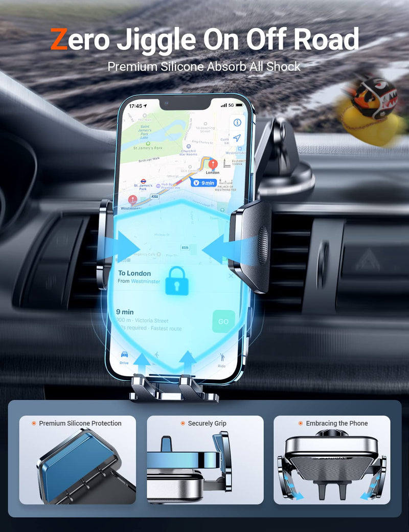 [Australia - AusPower] - [Phone Soulmate] TORRAS Car Phone Holder Mount [Never Fall Off] Phone Holder for Car Cell Phone Automobile Cradles Dashboard Windshield Vent Fit iPhone 13 12 11 Pro Max XR XS Samsung Note 20 Ultra S21 Black 