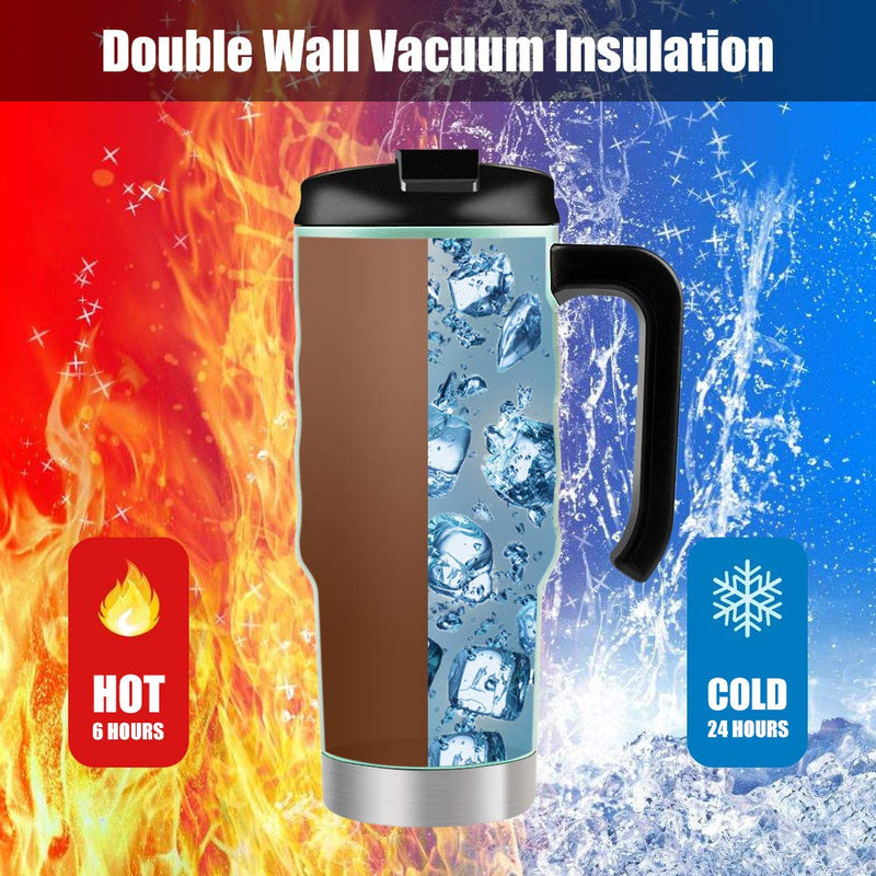 [Australia - AusPower] - HAUSHOF 24 oz Travel Mug, Stainless Double Wall Vacuum Insulated Tumbler with Handle & Spill Proof Twist On Flip Lid and Wide Mouth, BPA Free Seafoam Green 