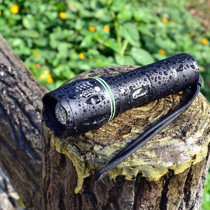 [Australia - AusPower] - HAUSBELL LED T6 Flashlight Pack -2 Bright, Zoomable Tactical Flashlights Flash light with High Lumens and 5 Modes for Emergency and Outdoor Use -Camping Accessories 2 Pack 