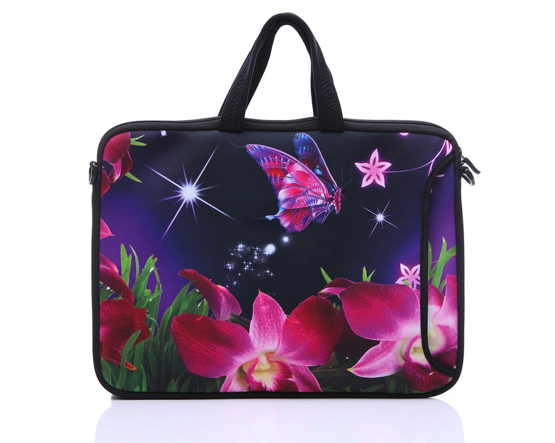 [Australia - AusPower] - 11-Inch to 12-Inch Neoprene Laptop Sleeve Case Bag with shoulder strap For 11", 11.6", 12" Ultrabook/Acer/Asus/Dell/HP/Toshiba/Lenovo/Chromebook (Pink flower) Pink Flower 
