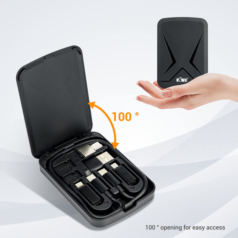 [Australia - AusPower] - Multi-Functional Compact Cable Card with 22" USB-C Cable & USB-A/Micro-USB/Lightning/OTG USB Adapter Kit Cable Convertor Storage Box for Traveling Phone Pad Charging PC Computer Data Transfer 