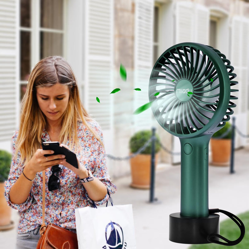 [Australia - AusPower] - Upgraded 5000mAh Portable Handheld Fan 3 Speed Mini USB Strong Wind 7-20 Hours Runtime Personal Electric Small Fan for Travel Office Outdoor (Dark Green+Navy Blue) Dark Green+Navy Blue 