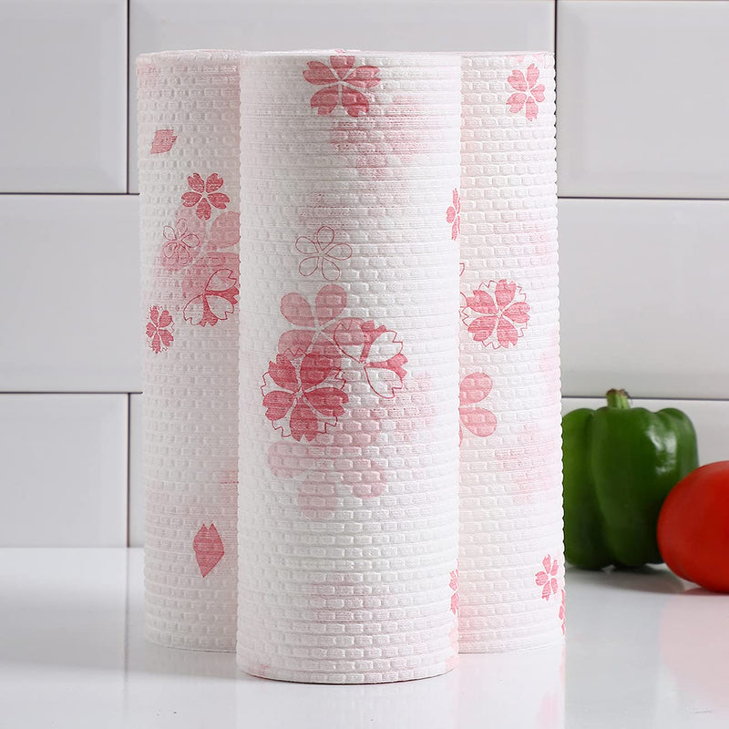 [Australia - AusPower] - SENMEN Reusable Bamboo Paper Towels - 1 Roll, with Gift Box, Zero Waste Products Sustainable Gifts, Eco Friendly Biodegradable, Sakura 