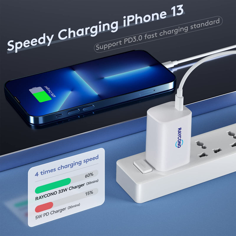 [Australia - AusPower] - USB C Charger, Raycono 30w USB-C Power Adapter, Wall Fast Charging Block Compatible with MacBook/iPhone 13/13 pro/12 Mini Pro Max/iPad Pro/Galaxy S21+/Note 10+, Pixel 6and More 
