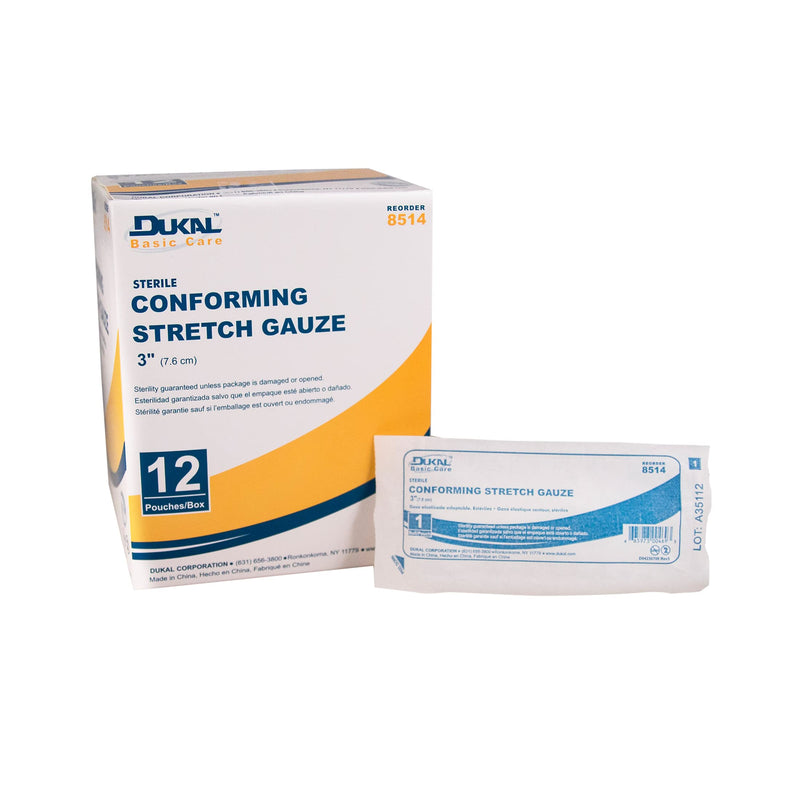 [Australia - AusPower] - DUKAL 8514 - 96 Rolls Basic Care Conforming Stretch Gauze Bandage, 3", Sterile 