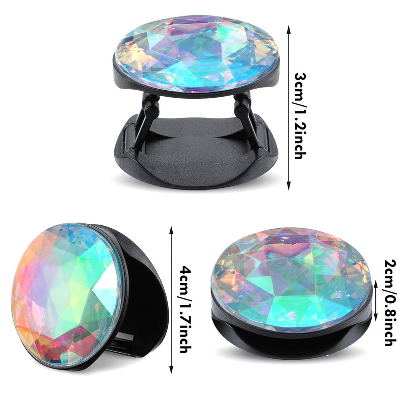 [Australia - AusPower] - 6 Pieces Plastic Disco Crystal Phone Grip Collapsible Crystal Phone Grip Holder Adhesive Foldable Expanding Finger Stand Holder Kickstand Grip for Smartphone and Tablets Eye-catching Colors 
