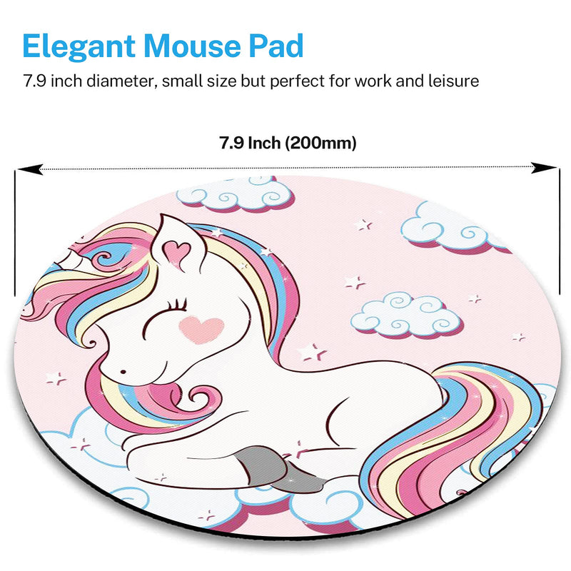 [Australia - AusPower] - Britimes Round Mouse Pad, Cute Colorful Unicorn for Kid Premium-Textured Mouse Mat, Small Non-Slip Rubber Base Round Mousepad with Designs for Working and Gaming Pink Unicorn 