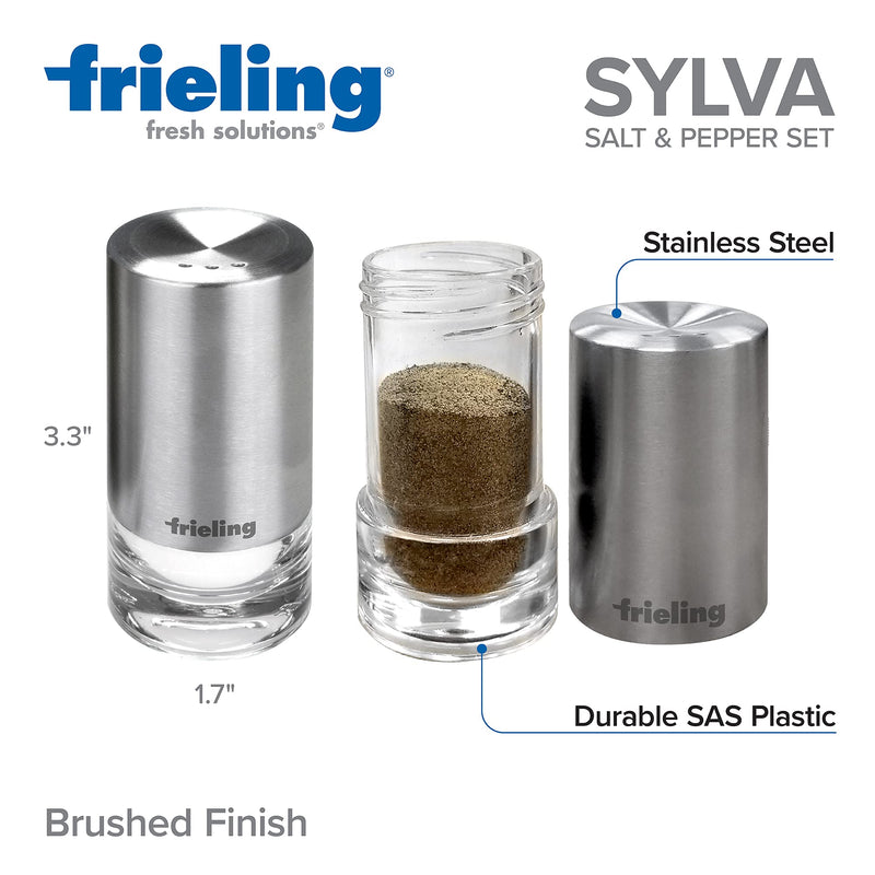 [Australia - AusPower] - Frieling USA Sylva Salt or Pepper Shaker Acrylic, 3.3" x 1.7", Clear/Stainless Steel 