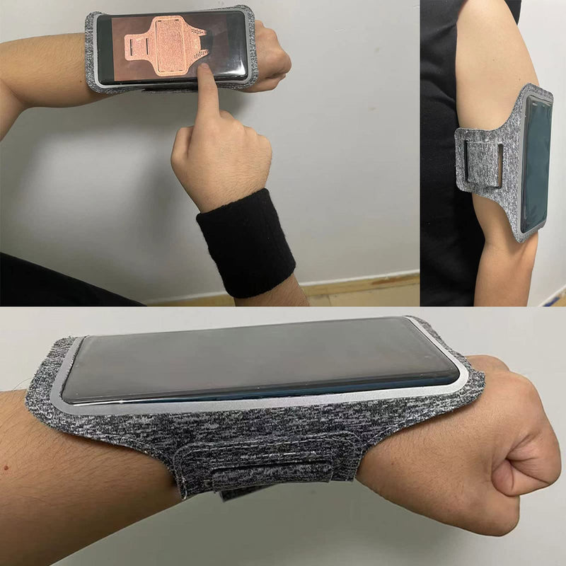 [Australia - AusPower] - Cell Phone Armband for Running, iPhone & Galaxy Cell Phone Sports Arm Bands for Women, Men, Runners, Jogging, Walking, Exercise & Gym Workout. Fits All Smartphones. Adjustable Strap & Key Pocket Gray 