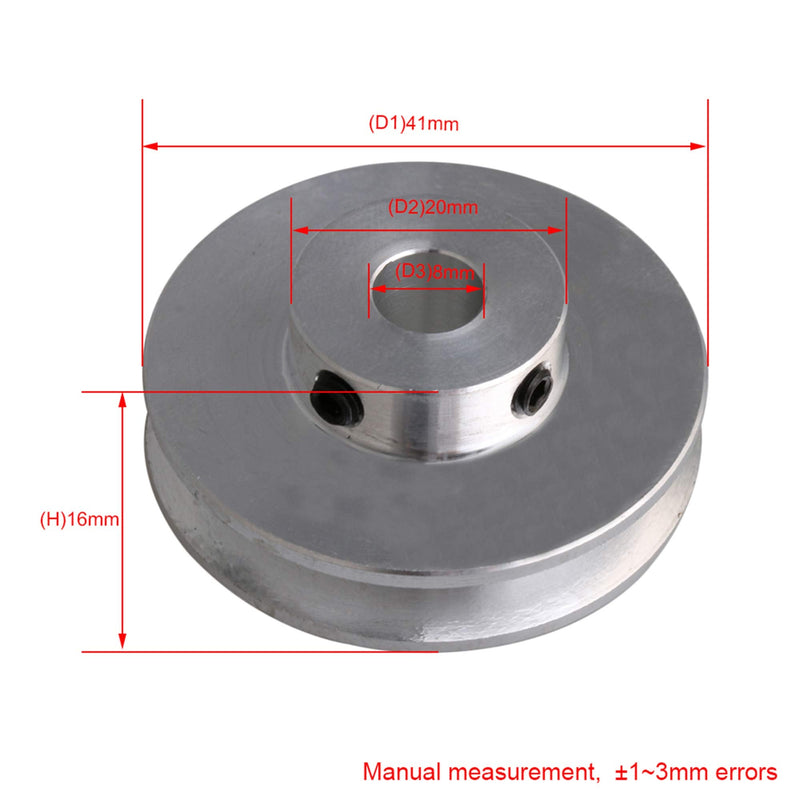 [Australia - AusPower] - BQLZR 41x16x8MM Silver Aluminum Alloy Single Groove 8MM Fixed Bore Pulley for Motor Shaft 3-5MM PU Round Belts 