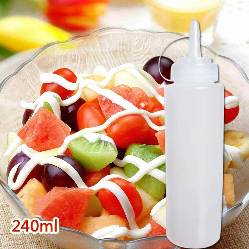 [Australia - AusPower] - Bekith 12 pack 8 Oz Plastic Squeeze Squirt Condiment Bottles with Twist On Cap Lids and Discrete Measurements - For Sauce, Ketchup, BBQ, Dressing, Paint, Workshop, Pancake Art Dispenser, and More 