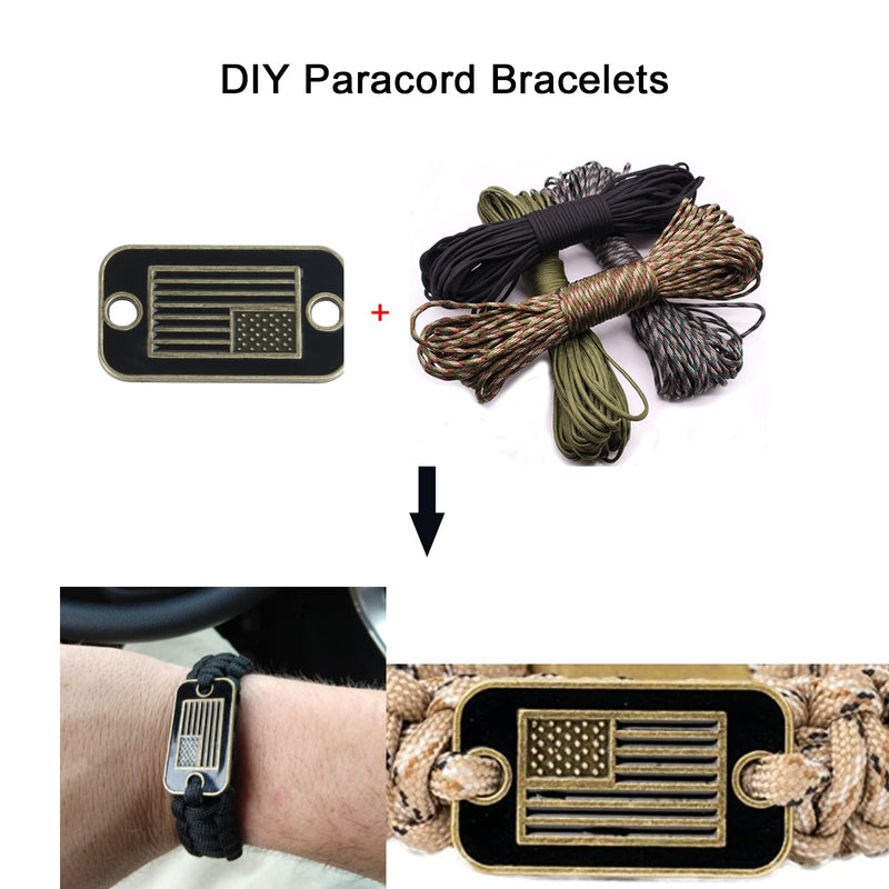 [Australia - AusPower] - SU LIFE Bronze USA Flag Rectangular Paracord Bracelet Accessories or Shoelace Decoration Alloy Rectangle with Rounded Corners and 2 Holes 
