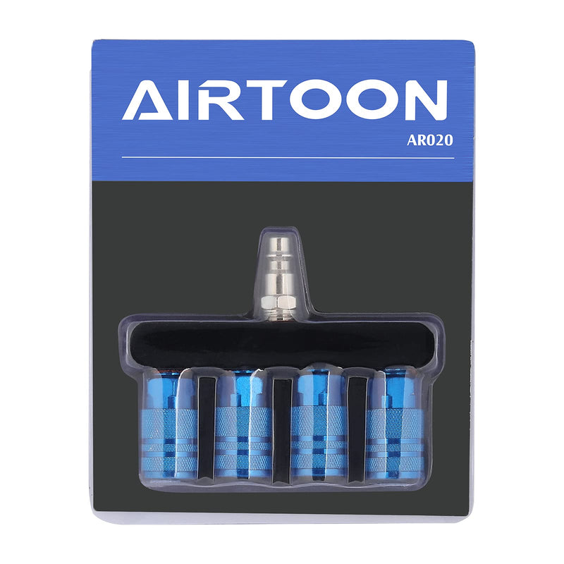 [Australia - AusPower] - AIRTOON 4-Way Straight Air Manifold Splitter, Line Type Air Compressor Splitter with 4 Couplers and 1/4" MNPT Plug,1/4 Inch NPT Air Fittings 